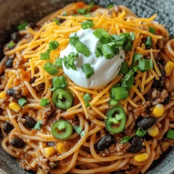 Taco Spaghetti Fiesta is more than just a meal; it’s a celebration of flavors that can be customized to suit your family's tastes. The beauty of this dish lies in its versatility. You can easily modify the ingredients based on what you have on hand or what you and your family enjoy the most. Whether you prefer beef or turkey, or if you're leaning towards a vegetarian option, this recipe accommodates various dietary preferences without sacrificing flavor.