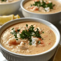 If you're seeking a dish that embodies luxury and comfort in every spoonful, look no further than *Creamy Crab and Shrimp Delight Bisque*. This rich and velvety soup is a seafood lover's dream, beautifully combining the delicate sweetness of fresh crab meat and succulent shrimp with a luscious cream base. It's a dish that not only warms you from the inside out but also tantalizes your taste buds with its complex flavors and delightful textures.