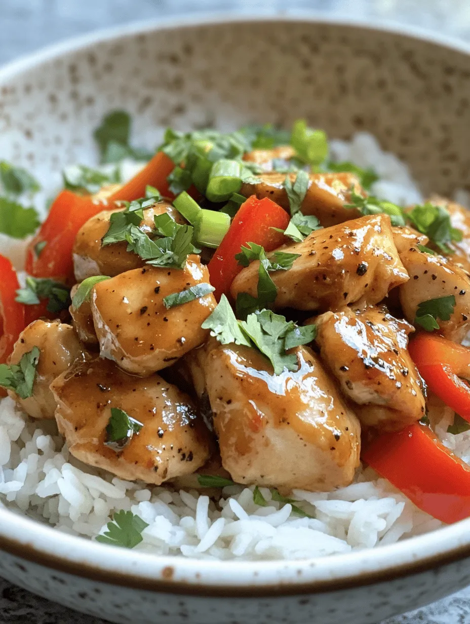 What makes Spicy Black Pepper Chicken Delight so appealing? For starters, it’s the harmonious fusion of flavors, which come together to create a dish that is both savory and satisfying. The heat from the black pepper balances beautifully with the umami notes from the sauces, while the fresh vegetables add a satisfying crunch. This dish is not only a feast for the palate but also a visual delight, showcasing vibrant colors that make it as appealing to the eyes as it is to the taste buds.