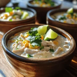 The beauty of using a crockpot for this recipe cannot be overstated. The slow cooking process allows the flavors to meld beautifully, resulting in a rich and delicious chili that seems like it has been simmering for hours. Just toss the ingredients into the pot, set it, and let your kitchen fill with the enticing aromas of spices and cooked chicken. This hands-off approach is perfect for busy families or anyone looking to simplify meal preparation without sacrificing flavor.