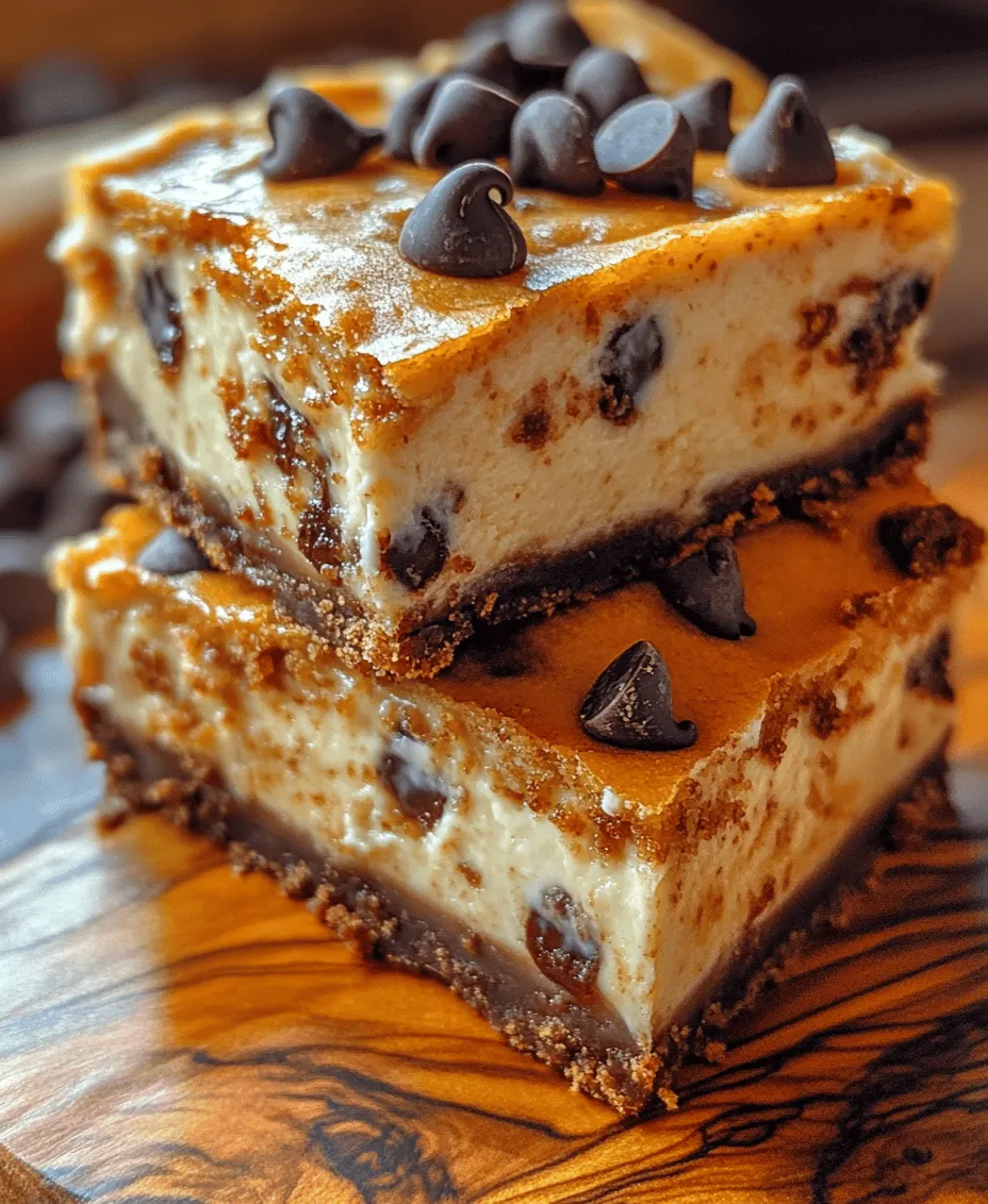 Welcome to the delightful world of desserts, where flavors intertwine to create something truly remarkable. Today, we are diving into a recipe that combines two of the most beloved treats in the dessert realm: chocolate chip cookies and creamy cheesecake. Introducing Chocolate Chip Cookie Cheesecake Bars, a perfect fusion that brings together the comforting taste of classic cookies with a rich, velvety cheesecake layer. These bars not only satisfy your sweet tooth but also provide a visually stunning presentation that is sure to impress family and friends.