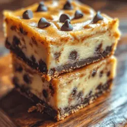Welcome to the delightful world of desserts, where flavors intertwine to create something truly remarkable. Today, we are diving into a recipe that combines two of the most beloved treats in the dessert realm: chocolate chip cookies and creamy cheesecake. Introducing Chocolate Chip Cookie Cheesecake Bars, a perfect fusion that brings together the comforting taste of classic cookies with a rich, velvety cheesecake layer. These bars not only satisfy your sweet tooth but also provide a visually stunning presentation that is sure to impress family and friends.