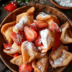 In recent years, the world of desserts has witnessed an exciting evolution, with fusion desserts gaining immense popularity. These creative confections blend traditional flavors with innovative twists, captivating dessert lovers everywhere. One standout treat that perfectly embodies this trend is the Deep-Fried Strawberry Cheesecake Wonton Bites. This delightful dessert combines the creamy, rich taste of classic cheesecake with the refreshing sweetness of strawberries, all encased in a crispy wonton wrapper. The result is a bite-sized indulgence that promises to tantalize your taste buds and impress your guests.
