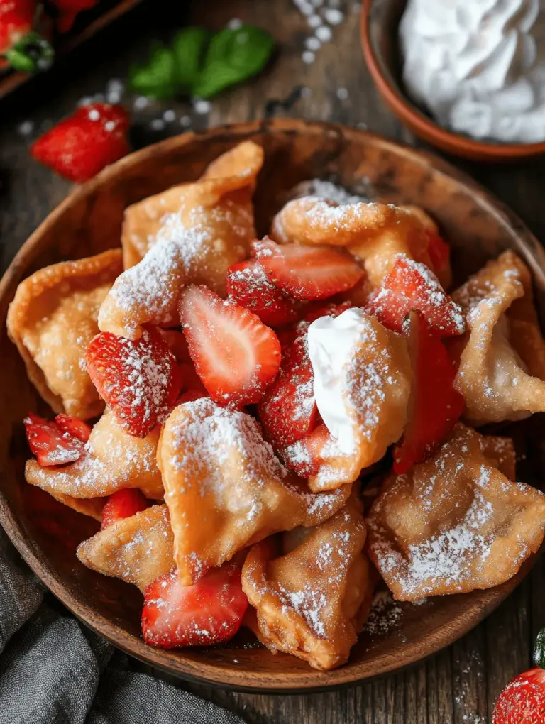 In recent years, the world of desserts has witnessed an exciting evolution, with fusion desserts gaining immense popularity. These creative confections blend traditional flavors with innovative twists, captivating dessert lovers everywhere. One standout treat that perfectly embodies this trend is the Deep-Fried Strawberry Cheesecake Wonton Bites. This delightful dessert combines the creamy, rich taste of classic cheesecake with the refreshing sweetness of strawberries, all encased in a crispy wonton wrapper. The result is a bite-sized indulgence that promises to tantalize your taste buds and impress your guests.