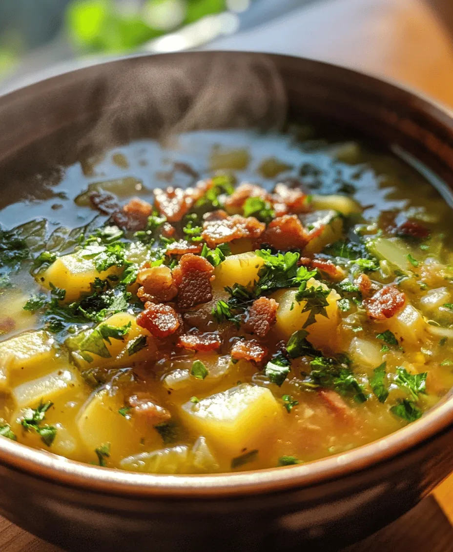 Irish cuisine is celebrated for its simplicity and heartiness, often revolving around wholesome ingredients that warm the soul. At the heart of this culinary tradition are comforting dishes that not only nourish the body but also evoke a sense of home and community. Among these, soups hold a special place, particularly during the colder months when the need for warmth and sustenance is paramount. One such delightful dish is the Irish Bacon, Cabbage, and Potato Soup, a recipe that embodies the essence of Irish cooking with its rich flavors and satisfying textures.