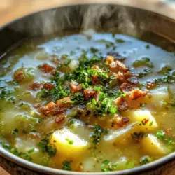 Irish cuisine is celebrated for its simplicity and heartiness, often revolving around wholesome ingredients that warm the soul. At the heart of this culinary tradition are comforting dishes that not only nourish the body but also evoke a sense of home and community. Among these, soups hold a special place, particularly during the colder months when the need for warmth and sustenance is paramount. One such delightful dish is the Irish Bacon, Cabbage, and Potato Soup, a recipe that embodies the essence of Irish cooking with its rich flavors and satisfying textures.