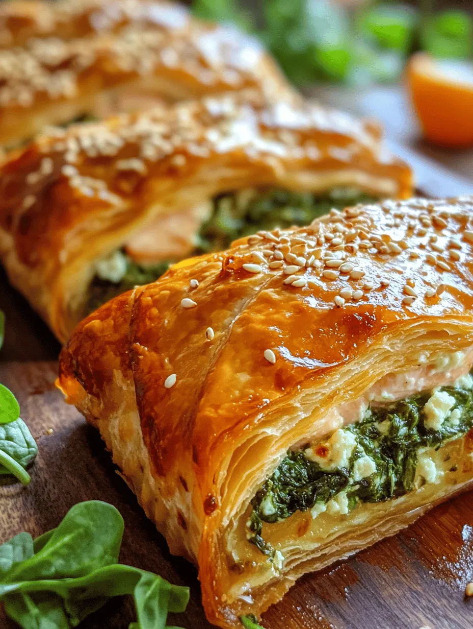 If you’re searching for a dish that impresses with both presentation and flavor, look no further than Spinach and Cheese Stuffed Salmon Wellington. This remarkable recipe combines succulent salmon, known for its rich taste and numerous health benefits, with a creamy, savory cheese filling. All of this is beautifully enveloped in a flaky puff pastry, making it a show-stopping centerpiece for any special occasion or family dinner.
