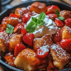 Imagine a dessert that combines the sweetness of fresh strawberries with the warmth of a fluffy, cake-like base, all served right from a skillet. The Strawberry Shortcake Skillet Delight embodies this delightful combination, making it a perfect choice for any occasion. Whether you’re hosting a summer gathering, celebrating a special moment, or simply treating yourself after a long day, this dessert is both satisfying and easy to make.