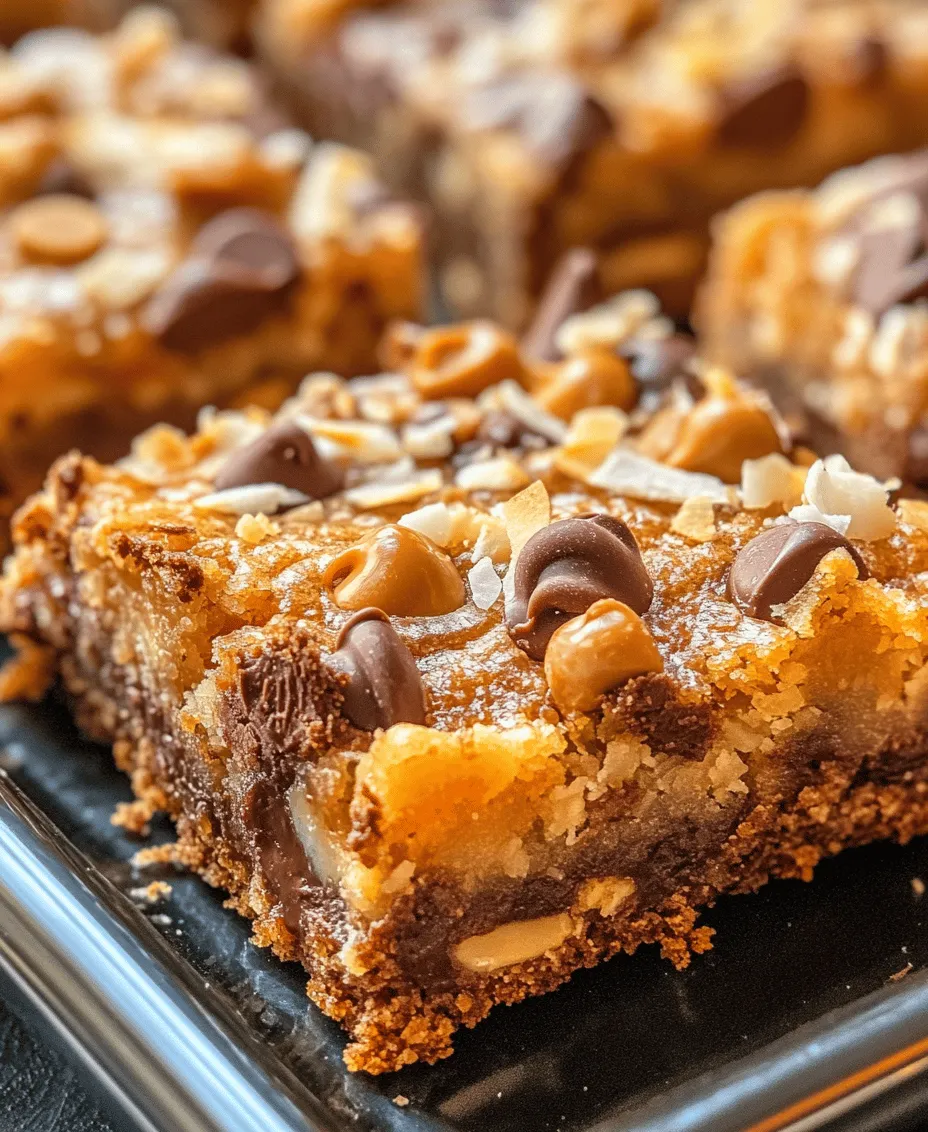 Baking at home is a delightful way to unleash creativity while indulging in the sweet rewards of your labor. The kitchen becomes a canvas where delicious treats come to life, filling the air with tantalizing aromas that evoke nostalgia and warmth. Among the myriad of desserts that one can create, <strong></noscript>Enchanted Magic Cookie Bars stand out as a whimsical and delectable treat that can enchant anyone who takes a bite.” /></p>
<p></p>
<h3>Baking Time and Temperature Specifics</h3>
<p></p>
<p>To create the perfect Enchanted Magic Cookie Bars, preheat your oven to 350°F (175°C). The baking process is crucial for achieving that ideal balance of crunchy and gooey textures. Pour the prepared mixture into a greased 9×13 inch baking pan, ensuring it is evenly spread across the bottom. Bake in the preheated oven for approximately 25-30 minutes. The edges should turn a light golden brown, while the center remains slightly soft, as it will continue to firm up during the cooling process. Keep an eye on the bars towards the end of the baking time; overbaking can lead to a drier texture that detracts from the overall experience.</p>
<p></p>
<h3>Cooling and Refrigeration Tips for Optimal Texture</h3>
<p></p>
<p>Once the baking time is complete, remove the cookie bars from the oven and allow them to cool in the pan set on a wire rack. This cooling step is essential, as it helps the bars firm up and makes them easier to cut. For best results, let them cool at room temperature for about 10-15 minutes before transferring them to the refrigerator. Chilling the bars for at least an hour will enhance their texture, making them firmer and easier to slice. If you prefer a softer bar, you can skip the refrigeration; however, the cooling step will help improve the flavors and make them less crumbly when cut.</p>
<p></p>
<h3>Flavor Profile and Texture</h3>
<p></p>
<p>The Enchanted Magic Cookie Bars are a delightful fusion of flavors and textures, making them a standout dessert. As you take your first bite, you will notice the contrast between the crunchy base and the gooey toppings. The base, made of graham cracker crumbs, butter, and brown sugar, provides a rich, buttery crunch that lays the perfect foundation for the layers above. This crunchiness is complemented beautifully by the soft, melted chocolate and caramel layers, which create an indulgent mouthfeel.</p>
<p></p>
<p>The sweetness of the bars is beautifully balanced by the addition of a sprinkle of sea salt on top. This simple yet effective contrast enhances the overall flavor profile, making each bite a harmonious blend of sweet and savory notes. The combination of semi-sweet chocolate chips, creamy peanut butter, and shredded coconut brings complexity to the dessert, while the nuts add an extra crunch and richness. Each ingredient plays a pivotal role in creating a well-rounded dessert that captivates the palate.</p>
<p></p>
<h3>Serving Suggestions and Pairings</h3>
<p></p>
<p>Enchanted Magic Cookie Bars are versatile and can be served at various occasions. They are perfect for family gatherings, potlucks, birthday parties, or simply as a sweet treat after dinner. Their eye-catching layers make them an attractive addition to any dessert platter, sure to impress your guests.</p>
<p></p>
<p>When it comes to pairing, consider serving these cookie bars with a warm cup of coffee or tea. The rich flavors of the bars complement the bitterness of coffee, creating a delightful contrast that enhances the overall tasting experience. For those who prefer a sweeter option, a glass of cold milk or a scoop of vanilla ice cream can elevate the dessert even further, providing a creamy contrast to the chewy texture of the bars.</p>
<p></p>
<h3>Storage and Shelf Life</h3>
<p></p>
<p>To maintain the freshness of your Enchanted Magic Cookie Bars, store them in an airtight container at room temperature. They can last for up to 5 days when stored properly. If you want to extend their shelf life, consider refrigerating them, where they can remain fresh for about a week. Just ensure they are well-wrapped or in a sealed container to prevent them from drying out.</p>
<p></p>
<p>If you decide to freeze the bars, they can be kept for up to three months. To freeze, cut them into squares and layer them between sheets of parchment paper in an airtight container. When you’re ready to enjoy them, simply thaw them in the refrigerator overnight or at room temperature for a few hours. Always check for any signs of spoilage, such as an off smell or mold, before consuming.</p>
<p></p>
<h3>Nutritional Information</h3>
<p></p>
<p>While indulging in a sweet treat like Enchanted Magic Cookie Bars, it’s important to be mindful of the nutritional content. Each bar typically contains around 200-250 calories, depending on portion size and specific ingredients used. A breakdown of the nutritional components includes approximately 10-12 grams of fat, 25-30 grams of carbohydrates, and 15-20 grams of sugar. The bars may also contain allergens such as gluten, nuts, and dairy, so be cautious if you or your guests have food sensitivities.</p>
<p></p>
<p>Despite their indulgent nature, these cookie bars can be enjoyed in moderation as part of a balanced diet. The combination of ingredients offers not only a sweet treat but also a source of energy. The presence of nuts and shredded coconut adds a bit of fiber and healthy fats, making them a more satisfying option than conventional cookies.</p>
<p></p>
<h3>Conclusion</h3>
<p></p>
<p>Making and enjoying Enchanted Magic Cookie Bars is a delightful experience that combines ease with impressive results. The unique blend of flavors and textures will undoubtedly win over anyone who tries them, making them a go-to dessert for any occasion. From family gatherings to cozy evenings at home, these bars are sure to bring joy and sweetness to your table.</p>
<p></p>
<p>We encourage you to try this recipe and experience the magic for yourself. Don’t forget to share your baking adventures and any tips you’ve discovered along the way. Whether you stick to the classic version or add your creative spin, the Enchanted Magic Cookie Bars are bound to become a beloved treat in your household. Enjoy!</p>
<div id=