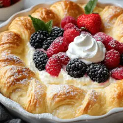 If you're searching for a dessert that marries convenience with decadence, look no further than the Cheesecake Crescent Rolls Casserole. This delightful recipe is a harmonious blend of creamy cheesecake filling nestled within flaky crescent rolls, resulting in a dish that's sure to impress at any gathering or cozy family dinner. With its rich flavors and appealing presentation, this casserole is not only a treat for the taste buds but also a feast for the eyes.