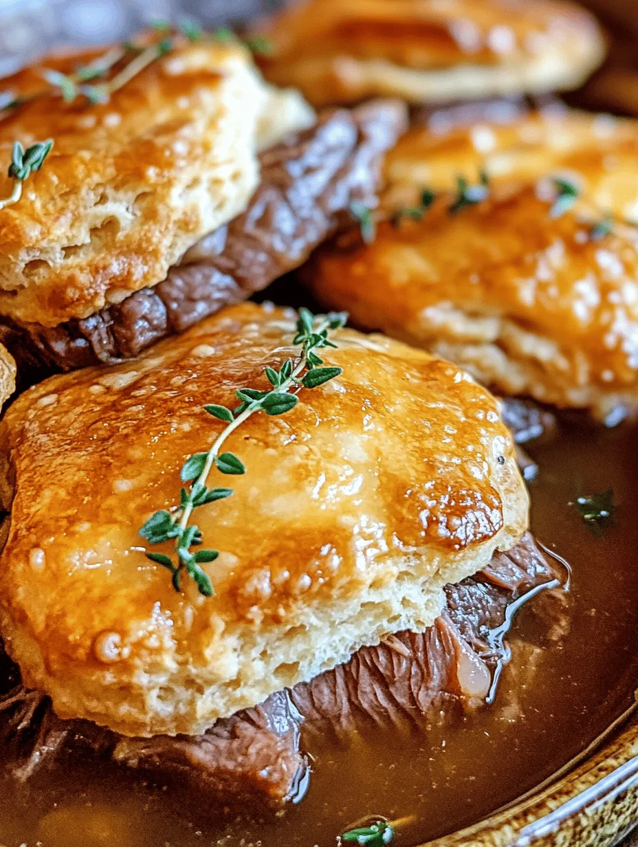 If there’s one thing that can bring comfort on a chilly evening or create a warm atmosphere during gatherings, it’s a hearty dish that combines flavors and textures in every bite. Enter Savory French Dip Biscuits, a delightful fusion of the classic French dip sandwich and the comforting charm of flaky biscuits. This recipe takes the beloved elements of tender roast beef, rich beef broth, and gooey cheese and wraps them in buttery, fluffy biscuits, making it a perfect choice for any meal.