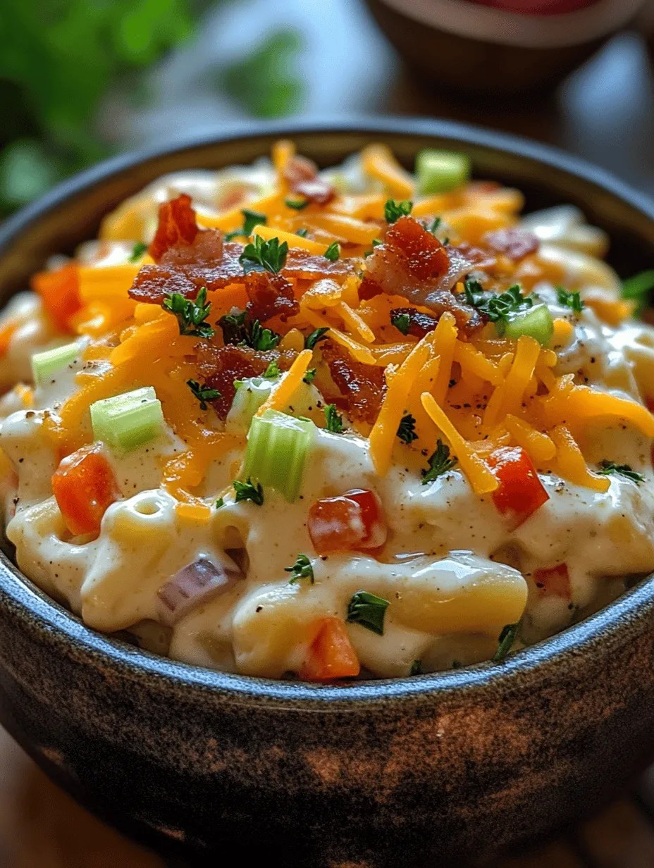 The Ultimate Creamy Macaroni Salad is more than just a dish; it's a beloved classic that has graced picnics, barbecues, and family gatherings for generations. This comforting salad boasts a creamy texture that wraps around perfectly cooked pasta, making every bite delightful. Its vibrant flavors are a symphony of tangy and savory notes, offering something for everyone. Whether you're serving it as a side dish or enjoying it on its own, this macaroni salad is designed to please.
