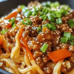 Mongolian Ground Beef Noodles is a dish that harmoniously combines savory flavors, hearty textures, and nutritional value, making it a popular option for busy weeknight dinners. This delightful recipe features tender ground beef, soft rice noodles, and crisp vegetables, all brought together by a medley of savory sauces. Whether you are a seasoned cook or a kitchen novice, this dish provides a quick and satisfying meal that can be prepared in under 30 minutes, appealing to both your palate and your schedule.