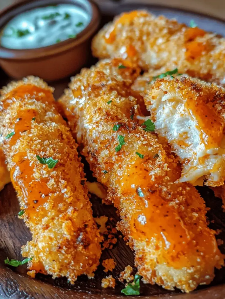 When it comes to appetizers that pack a punch, Buffalo Chicken Mozzarella Sticks are a crowd-pleaser. This delightful dish combines the rich, spicy flavors of Buffalo chicken with the gooey, melty goodness of mozzarella cheese, making it an irresistible treat for any gathering. Whether you're hosting a game day party, a family get-together, or simply looking to indulge in a comforting snack, these mozzarella sticks have you covered.