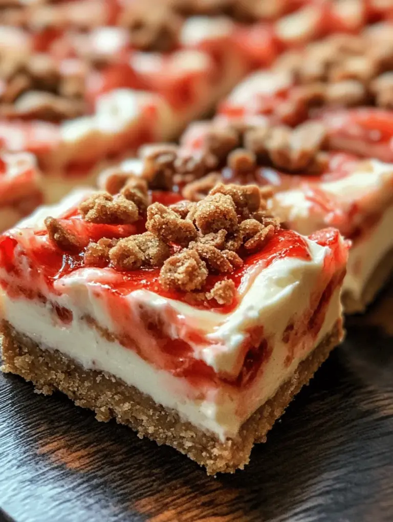 If you're searching for a dessert that encapsulates the essence of summer and is as pleasing to the palate as it is to the eyes, look no further than Sweet Strawberry Dream Crunch Bars. These delectable treats combine a vibrant strawberry filling with a crunchy, buttery base, making them an irresistible addition to any dessert table. Their bright color and delightful flavor profile make them perfect for a variety of occasions, from casual family gatherings to festive celebrations. Baking with fresh strawberries not only elevates the taste but also brings a sense of nostalgia, reminiscent of sun-soaked days spent in the kitchen, crafting homemade delights with loved ones.