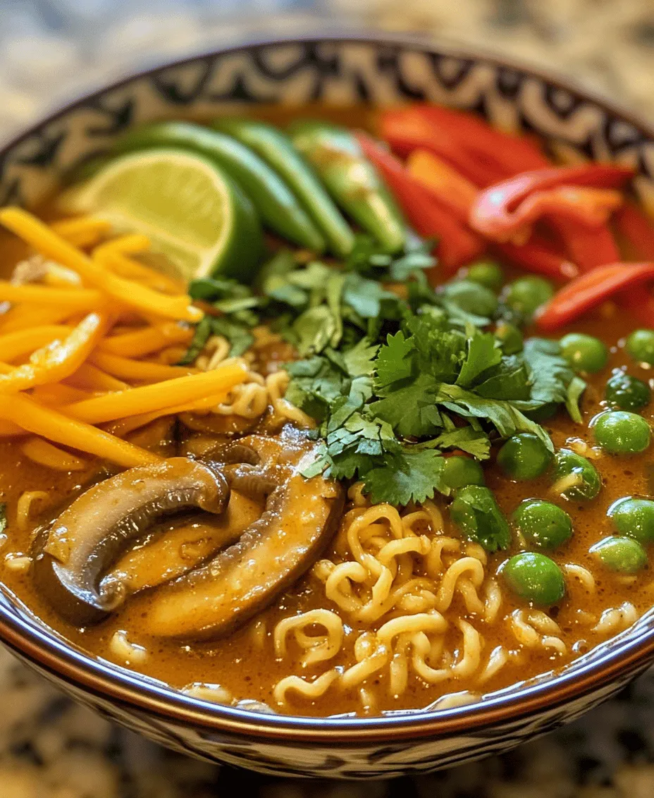 Ramen has transcended its origins as a simple Japanese noodle dish, evolving into a global sensation celebrated for its versatility and richness of flavor. In recent years, fusion recipes have emerged, blending traditional ramen elements with diverse culinary influences, making it possible to explore exciting new taste profiles. One standout in this realm is <strong></noscript>Spicy Coconut Curry Ramen, a dish that captivates the palate with the delightful interplay of creamy coconut milk and aromatic curry spices. This recipe not only satisfies the taste buds but also offers numerous health benefits, making it a perfect meal choice for busy weeknights.” /></p>
<p></p>
<h3>Enhancing Flavor with Soy Sauce and Brown Sugar</h3>
<p></p>
<p>In this Spicy Coconut Curry Ramen recipe, soy sauce and brown sugar play pivotal roles in crafting a harmonious flavor profile. The soy sauce adds a rich umami depth that complements the inherent sweetness of the coconut milk, creating a complex base for the dish. Brown sugar, on the other hand, not only enhances the sweetness but also helps balance the spice from the curry paste, providing a rounded flavor that makes each spoonful enjoyable. This careful balance is key to a comforting yet exciting dish, ensuring that the spicy notes do not overwhelm the palate.</p>
<p></p>
<h3>Final Assembly of Spicy Coconut Curry Ramen</h3>
<p></p>
<p>Once your broth is simmering and infused with all those wonderful flavors, it’s time for the final assembly. Begin by cooking your ramen noodles according to the package instructions. While fresh ramen noodles are ideal for this dish due to their chewy texture, dried or instant noodles can also work in a pinch. To maintain the perfect texture, do not overcook the noodles; they should be al dente as they will continue to cook slightly when combined with the hot broth.</p>
<p></p>
<p>After draining the noodles, divide them into serving bowls. Pour the hot coconut curry broth over the noodles, ensuring each bowl gets an equal share of the fragrant liquid. The noodles should be submerged in the broth, allowing them to absorb the flavors while remaining firm. This step is crucial because combining the noodles and broth just before serving preserves the integrity of both components. If the noodles sit in the broth for too long, they can become overly soft and lose their delightful texture.</p>
<p></p>
<h3>Adjusting Seasoning for a Personalized Taste</h3>
<p></p>
<p>Before serving, taste your broth and adjust the seasoning as needed. This is your opportunity to customize the flavor to your liking. You may find that a splash more soy sauce enhances the umami, or an additional pinch of brown sugar can elevate the sweetness. For those who enjoy a little more heat, consider adding a touch of sriracha or chili oil to the broth. Remember, cooking is a personal experience, and this dish is a canvas for your creativity.</p>
<p></p>
<h3>Flavor Profiles and Variations</h3>
<p></p>
<h4>Balancing Spice and Creaminess</h4>
<p></p>
<p>One of the standout features of this Spicy Coconut Curry Ramen is the balance of spice and creaminess. The richness of coconut milk works wonders in softening the heat from the curry paste. This combination results in a dish that’s not just spicy, but also creamy and comforting—a perfect harmony that keeps you coming back for more.</p>
<p></p>
<h4>Customization Options</h4>
<p></p>
<p>This recipe is incredibly versatile, allowing for various customization options based on your preferences or what you have on hand.</p>
<p></p>
<p>1. <strong>Protein Additions</strong>: If you’d like to add protein, tofu is an excellent choice for a plant-based option. Firm or extra-firm tofu can be cubed and pan-fried until golden before being added to the ramen. For non-vegetarians, chicken or shrimp can be added. Simply cook the chicken in the broth until it’s fully cooked through or add shrimp just a few minutes before serving to ensure they remain tender and juicy.</p>
<p></p>
<p>2. <strong>Alternative Vegetables</strong>: Feel free to swap out vegetables based on your taste or seasonal availability. Bok choy, bell peppers, snap peas, or mushrooms can all make great additions. Just remember to add them in at the right time to ensure they remain crisp and vibrant.</p>
<p></p>
<h3>Making it Vegan or Gluten-Free</h3>
<p></p>
<p>Adapting this recipe to accommodate dietary restrictions is straightforward. To make it vegan, simply ensure that your curry paste does not contain any fish or shrimp products. For a gluten-free version, substitute regular soy sauce with tamari or coconut aminos. These alternatives offer a similar flavor without the gluten, allowing you to enjoy this dish without concern.</p>
<p></p>
<h3>Serving Suggestions</h3>
<p></p>
<h4>Presentation Ideas</h4>
<p></p>
<p>The visual appeal of your ramen can enhance the dining experience. A well-presented bowl of Spicy Coconut Curry Ramen is sure to impress. Start by artfully arranging the noodles in the center of the bowl, then ladle the fragrant broth over the top. To add pops of color, garnish with fresh cilantro and lime wedges. The bright green of the cilantro and the vibrant yellow of the lime will make the dish visually striking.</p>
<p></p>
<p>For those who enjoy extra heat, consider adding optional toppings like sliced chili or a sprinkle of red pepper flakes. This not only elevates the flavor but also adds an attractive element to your bowl.</p>
<p></p>
<h4>Pairing Recommendations</h4>
<p></p>
<p>To complement your Spicy Coconut Curry Ramen, consider serving it with a side of crispy spring rolls or a light salad with a sesame dressing. These options provide a delightful contrast to the rich flavors of the ramen. As for beverages, a chilled glass of coconut water or a light, fruity beer pairs wonderfully with the dish, enhancing the tropical elements of the coconut milk and balancing the spice.</p>
<p></p>
<h3>Health and Nutritional Benefits</h3>
<p></p>
<h4>Breakdown of Nutritional Aspects</h4>
<p></p>
<p>Homemade Spicy Coconut Curry Ramen can be a nutritious choice, packed with vitamins and minerals. The inclusion of fresh vegetables not only boosts the fiber content but also adds essential nutrients. On average, a serving of this ramen can contain approximately 400-600 calories, depending on the ingredients used, while offering a balance of healthy fats from coconut milk, protein from added tofu or meat, and carbohydrates from the noodles.</p>
<p></p>
<h4>Benefits of Homemade Meals</h4>
<p></p>
<p>One of the significant advantages of making ramen at home is the control it gives you over ingredients. Unlike store-bought or restaurant options, homemade ramen allows you to avoid preservatives and excessive sodium, resulting in a healthier meal. Additionally, using fresh ingredients ensures that you are maximizing the nutritional benefits of your dish.</p>
<p></p>
<p>Cooking at home also fosters a mindful approach to eating. By preparing your meal from scratch, you can appreciate the effort that goes into each component, leading to a deeper enjoyment of the flavors and textures in your bowl.</p>
<p></p>
<h3>Conclusion</h3>
<p></p>
<p>In summary, the Spicy Coconut Curry Ramen is a delightful recipe that brings together simplicity and bold flavors. With its creamy coconut base and the kick of curry, this dish is sure to impress even the most discerning palates. Encouragement to experiment with the recipe allows you to personalize it to your taste, whether by adjusting the spice level, adding protein, or incorporating seasonal vegetables.</p>
<p></p>
<p>The joy of cooking is not just in the final product but in the process of creation and sharing meals with loved ones. So gather your ingredients, unleash your creativity, and relish the experience of crafting your very own bowl of Spicy Coconut Curry Ramen. Enjoy the warmth and comfort it brings, and don’t forget to share your delicious creation with family and friends!</p>
<div id=
