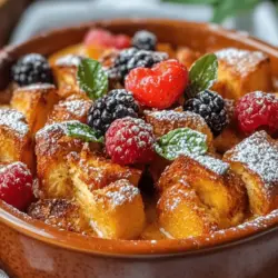 Overnight French Toast Casserole is a delightful breakfast dish that combines the classic flavors of French toast with the convenience of a casserole. Imagine waking up to the comforting aroma of cinnamon and vanilla wafting through your home, knowing that breakfast has already been prepared the night before. This dish is perfect for those who want to enjoy a hearty, satisfying breakfast without the morning hustle and bustle.