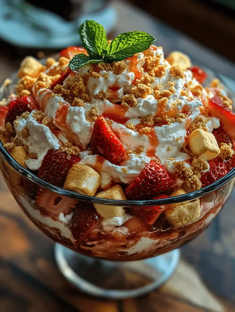 As the warm summer sun shines down, there’s nothing quite like indulging in a light and refreshing dessert to elevate your spirits. Enter the Strawberry Shortcake Fluff Salad—a delightful fusion of traditional flavors presented in a modern, easy-to-make dish. This charming salad is not only visually appealing but also captures the essence of summer with its vibrant, juicy strawberries. It combines the nostalgic taste of classic strawberry shortcake with a fluffy, airy texture that makes it a perfect treat for warm weather gatherings, picnics, or family barbecues.