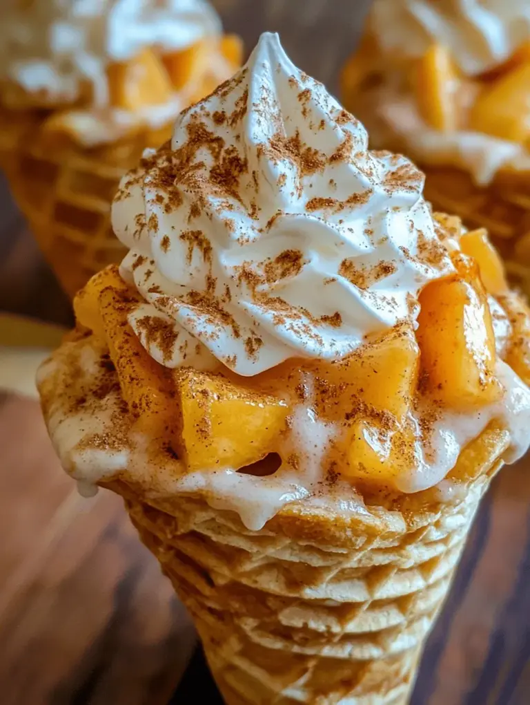 Peach cobbler is more than just a dessert; it’s a warm embrace of nostalgia, often associated with family gatherings, summer picnics, and holiday celebrations. This beloved dish, celebrated for its sweet, juicy peaches nestled beneath a golden crust, has been a staple in American homes for generations. Traditionally served in a baking dish, peach cobbler's charm lies in its comforting flavors and homey presentation. However, as culinary innovation continues to evolve, so too do our beloved recipes. Enter the Peach Cobbler Stuffed Cones, an exciting and inventive twist on the classic dessert that brings both fun and portability to the table.