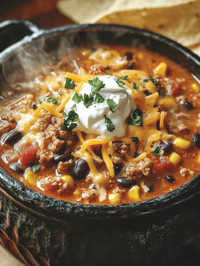 Comfort food holds a special place in the hearts and homes of many, providing warmth and satisfaction on cold days or during moments of stress. Among the numerous comforting dishes, soup stands out as a universal staple found in various cultures around the globe. Whether it's a creamy chowder from the Northeast, a spicy gazpacho from Spain, or a hearty minestrone from Italy, soup has a way of warming the soul and bringing people together. In the realm of comfort food, the Spicy Taco Soup Delight is a remarkable dish that beautifully bridges the gap between familiar flavors and nourishing ingredients.