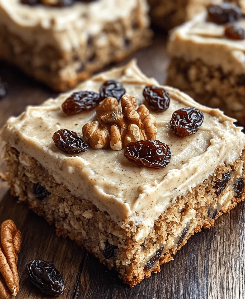 Oatmeal raisin cookie bars have become a beloved classic, offering the comforting and nostalgic flavors of traditional oatmeal cookies in a convenient bar form. These dessert bars are perfect for satisfying sweet cravings, with their chewy texture and wholesome ingredients that bring a sense of warmth and nostalgia to every bite. While classic oatmeal raisin cookies have their charm, the addition of a luscious maple cinnamon frosting elevates this treat to a whole new level of deliciousness. The sweet, rich frosting not only enhances the flavor but also creates a delightful contrast to the chewy bars beneath.