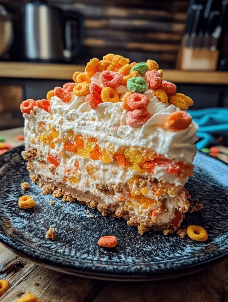 In the world of desserts, few things bring as much joy as a no-bake cheesecake. These delightful confections not only save you the hassle of preheating the oven but also allow for creativity and fun in the kitchen. The No Bake Fruity Pebbles Cheesecake Delight is a perfect example of this, combining creamy, dreamy cheesecake with the vibrant crunch of Fruity Pebbles cereal. This dessert evokes a sense of nostalgia while appealing to all ages, making it an ideal treat for birthday parties, summer gatherings, or simply a delightful indulgence at home.