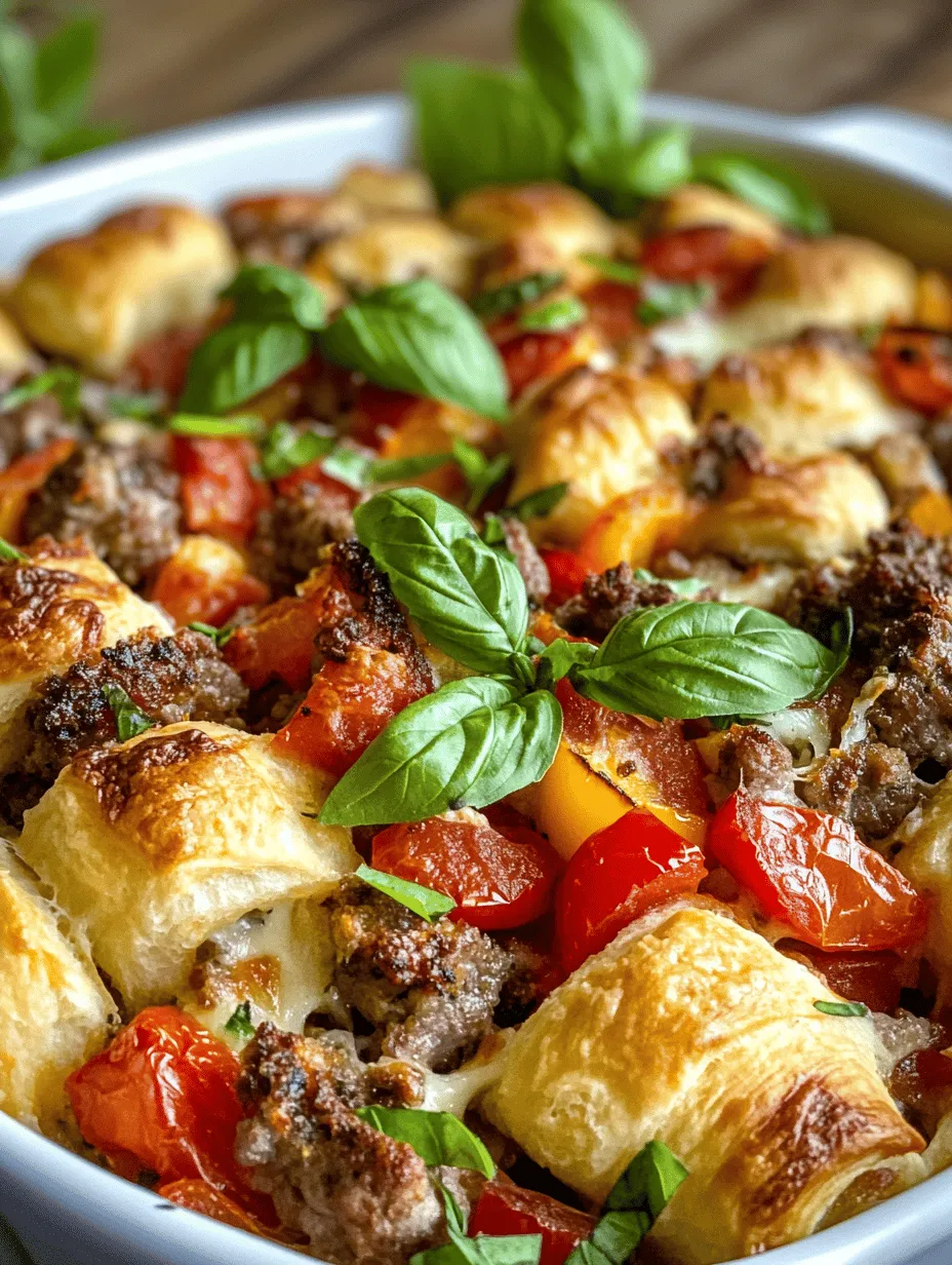 The Italian Crescent Casserole is a delightful dish that embodies the comforting essence of Italian cuisine while offering a modern twist. This savory casserole is a perfect amalgamation of flaky crescent roll dough, flavorful Italian sausage, vibrant vegetables, and gooey mozzarella cheese, creating a warm and satisfying meal that is sure to tantalize your taste buds. As life gets busier, the demand for easy-to-make recipes has surged, and this casserole proves to be a lifesaver for those hectic days when you need a quick yet delicious dinner solution.
