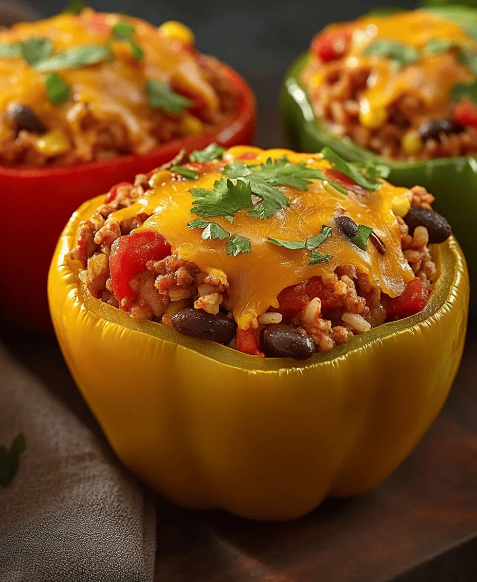 Stuffed bell peppers are a delightful and adaptable meal option, perfect for those seeking a nutritious dish that is as visually appealing as it is flavorful. With their vibrant colors and hearty fillings, these peppers can brighten up any dinner table, making them ideal for family gatherings, casual weeknight dinners, or even festive occasions. The <strong></noscript>Colorful Delight Stuffed Bell Peppers recipe promises to be a hit with both the cook and the diners, providing a satisfying experience that is easy to prepare and packed with healthy ingredients.” /></p>
<p></p>
<h3>Preparing the Bell Peppers for Stuffing</h3>
<p></p>
<p>When it comes to preparing the bell peppers for your Colorful Delight Stuffed Bell Peppers, the first step is to select the right peppers. Look for firm, vibrant peppers that feel heavy for their size. Choose a mix of colors—red, yellow, and green—to create an appealing presentation.</p>
<p></p>
<p>To begin, wash the peppers thoroughly under cool running water to remove any dirt or residue. Next, carefully slice off the tops of each pepper using a sharp knife. Aim to create a clean cut about one inch from the top, ensuring that you keep the stem intact for aesthetics. After removing the tops, use a spoon or a small paring knife to carefully scoop out the seeds and membranes from inside the peppers. This step is crucial, as it not only enhances the flavor but also ensures a pleasant eating experience.</p>
<p></p>
<p>For a more refined presentation, consider trimming the bottoms of the peppers slightly to create a flat base, helping them stand upright in the baking dish. Be cautious not to cut too much off, as you want to retain the structure of the pepper. Once cleaned, rinse the insides of the peppers again to remove any remaining seeds. Place the prepared peppers upside down on a paper towel to drain excess moisture while you prepare the filling.</p>
<p></p>
<h3>Cooking the Ground Turkey</h3>
<p></p>
<p>Now that your bell peppers are prepped, it’s time to focus on cooking the ground turkey. Using a non-stick skillet or a large frying pan, add a tablespoon of olive oil over medium heat. Once the oil is shimmering, add the ground turkey. It’s essential to break the meat apart with a wooden spoon or spatula as it cooks to ensure even browning.</p>
<p></p>
<p>Cook the turkey until it’s no longer pink, which usually takes about 5-7 minutes. For food safety, use a meat thermometer to ensure the internal temperature reaches 165°F (75°C). This step is crucial for avoiding foodborne illnesses. As the turkey cooks, season it with salt, pepper, garlic powder, and any other spices you prefer, such as paprika or cumin, to elevate the flavors.</p>
<p></p>
<p>Once fully cooked, drain any excess fat if necessary and remove the skillet from the heat. Allow the turkey to cool slightly before combining it with the other filling ingredients. This process helps in maintaining the integrity of the mixture and prevents it from becoming too soggy.</p>
<p></p>
<h3>Mixing the Filling Ingredients</h3>
<p></p>
<p>Creating the filling is where the magic happens. In a large mixing bowl, combine the cooked ground turkey with cooked rice (or quinoa for a healthier option), black beans, corn, diced tomatoes, chopped onions, and shredded cheese. Feel free to add diced jalapeños for a spicy kick or chopped cilantro for a fresh flavor.</p>
<p></p>
<p>Mix all the ingredients thoroughly to ensure an even distribution of flavors throughout the mixture. A rubber spatula or wooden spoon works well for this task, as it helps incorporate the ingredients without mashing them. Taste the mixture and adjust the seasonings if necessary—adding more salt, pepper, or spices to suit your preference.</p>
<p></p>
<h3>The Art of Stuffing Peppers</h3>
<p></p>
<p>Stuffing the peppers is an art that requires a little finesse. Start by taking one prepared bell pepper and gently spoon the filling into the cavity. Be generous but avoid overstuffing, as the filling may expand while baking. Press the filling down lightly to pack it in, ensuring that the mixture is tightly filled and will hold its shape during cooking.</p>
<p></p>
<p>Once all the peppers are stuffed, arrange them upright in a baking dish. It’s best to use a dish that’s just the right size so the peppers stay upright and don’t tip over during baking. If you have leftover filling, consider baking it in a small oven-safe dish alongside the peppers.</p>
<p></p>
<p>Now, for the pièce de résistance: layering cheese on top. Sprinkle a generous amount of shredded cheese over each stuffed pepper. This will melt beautifully during the baking process, creating a gooey, appetizing finish. You can use a blend of cheeses like mozzarella, cheddar, or Monterey Jack for added flavor and texture.</p>
<p></p>
<h3>Baking to Perfection</h3>
<p></p>
<p>To bake your Colorful Delight Stuffed Bell Peppers, preheat your oven to 375°F (190°C). Cover the baking dish with aluminum foil, which helps retain moisture during the initial baking phase. This step is crucial for preventing the peppers from drying out.</p>
<p></p>
<p>Bake the stuffed peppers in the preheated oven for about 30 minutes. After this time, carefully remove the foil to allow the cheese to turn golden brown and bubbly. Continue baking for an additional 10-15 minutes, keeping a close eye on them to ensure they don’t burn.</p>
<p></p>
<p>To check for doneness, insert a fork or knife into a pepper; it should be tender but not mushy. The cheese should be melted and slightly browned, providing that irresistible look that makes your mouth water.</p>
<p></p>
<h3>Serving Suggestions</h3>
<p></p>
<p>When it comes time to serve your Colorful Delight Stuffed Bell Peppers, consider portion sizes. One stuffed pepper per person is typically sufficient, especially when combined with a side dish. For a well-rounded meal, pair the peppers with a fresh garden salad, roasted vegetables, or garlic bread.</p>
<p></p>
<p>For presentation, place each stuffed pepper upright on a serving plate and garnish with fresh herbs like parsley or cilantro. A drizzle of balsamic glaze can also add a touch of sophistication and flavor contrast.</p>
<p></p>
<p>If you find yourself with leftovers, you’ll be pleased to know that stuffed peppers store well. Allow them to cool completely before transferring them to an airtight container. They can be refrigerated for up to 4 days. When you’re ready to enjoy them again, simply reheat in the microwave or oven until warmed through. If reheating in the oven, cover with foil to prevent the cheese from over-browning.</p>
<p></p>
<h3>Conclusion</h3>
<p></p>
<p>Colorful Delight Stuffed Bell Peppers are not just a feast for the eyes; they’re a nourishing and satisfying meal that’s simple to prepare. The versatility of this recipe allows you to customize it according to your taste preferences or dietary needs, making it an excellent option for families and individuals alike.</p>
<p></p>
<p>By incorporating a variety of vegetables and wholesome ingredients, you can enjoy a meal that’s both delicious and health-conscious. Plus, the ease of preparation and the joy of creating such a vibrant dish will encourage you to explore even more vegetable-based recipes in your culinary repertoire. Embrace the colorful world of stuffed peppers and delight your palate with this fantastic dish!</p>
<div id=