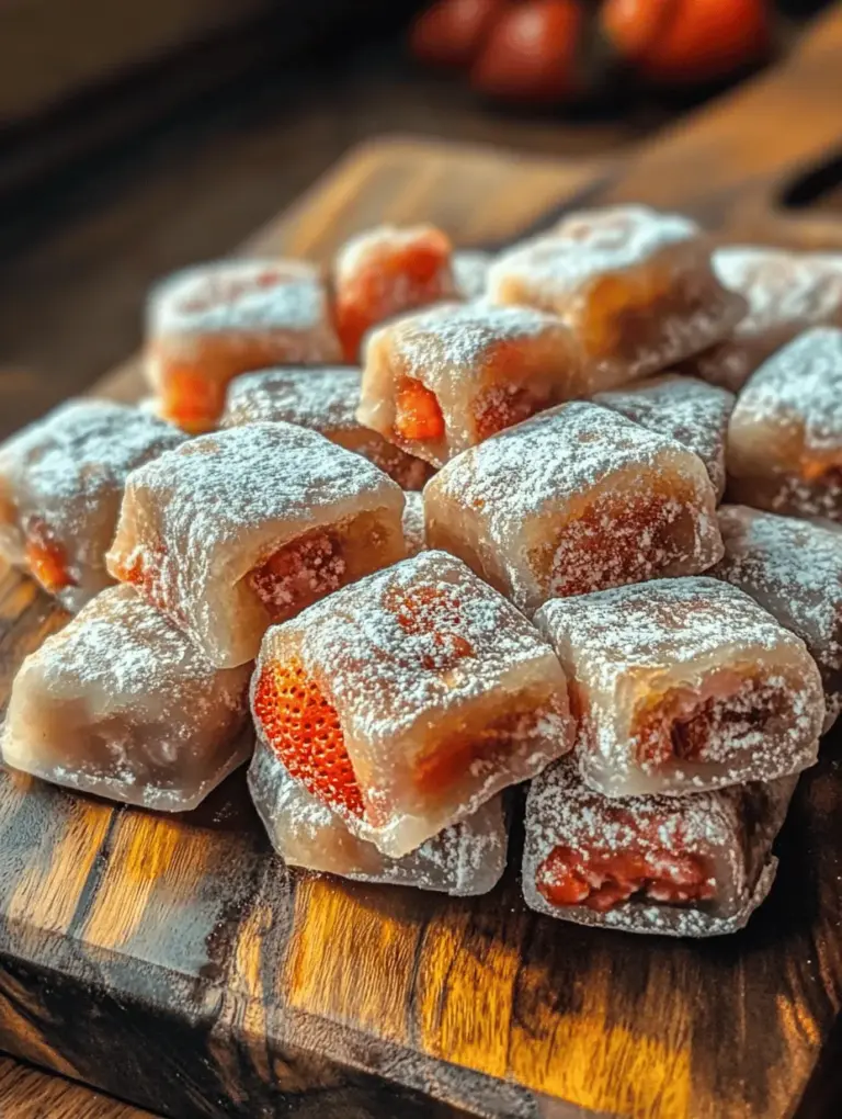 Mochi is traditionally made from glutinous rice, which is pounded into a smooth, elastic dough. This labor-intensive process is often done during special occasions, such as the Japanese New Year, where families come together to create this beloved confection. The act of making mochi is seen as a communal activity that fosters family bonds and preserves cultural heritage. In many households, this tradition is passed down through generations, with each family adding their unique twist to the recipe.