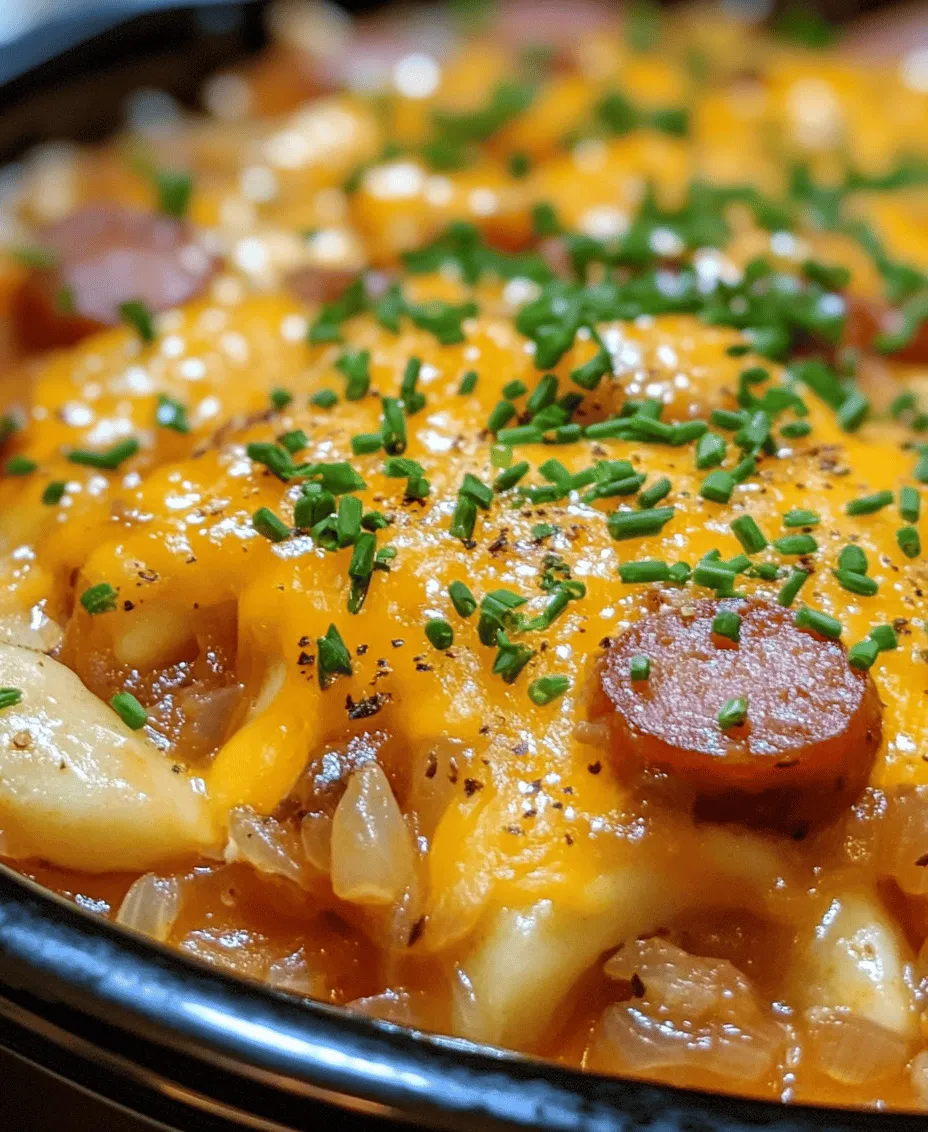 There's something undeniably comforting about a warm, hearty meal that fills the home with tantalizing aromas and brings family members together around the dinner table. One dish that perfectly embodies this sentiment is <strong></noscript>Slow-Cooked Pierogi Paradise with Kielbasa. This delightful recipe marries two iconic staples of Eastern European cuisine: pierogi and kielbasa. Whether you’re enjoying a chilly evening or hosting a family gathering, this dish promises to deliver a satisfying experience that warms the heart and delights the palate.” /></p>
<p></p>
<h3>Cooking Techniques for Best Results</h3>
<p></p>
<p>When it comes to preparing Slow-Cooked Pierogi Paradise with Kielbasa, the choice of cooking method plays a significant role in the final dish’s flavor and texture. Slow cooking, compared to other methods like boiling or sautéing, allows for a deep infusion of flavors and a tender, melt-in-your-mouth texture that is truly unmatched. This method is particularly effective for dishes with multiple components, such as our pierogi and kielbasa casserole.</p>
<p></p>
<h4>Slow-Cooking vs. Other Cooking Methods</h4>
<p></p>
<p>Slow cooking is a method that relies on low, indirect heat to cook food over an extended period. This contrasts sharply with traditional cooking methods, such as frying or baking, which apply high heat for shorter durations. The beauty of slow cooking lies in its ability to enhance the flavors of each ingredient, allowing the pierogi to absorb the savory essence of the kielbasa and seasonings. As a result, you achieve a harmonious blend of tastes that are often difficult to replicate with faster cooking techniques.</p>
<p></p>
<h4>Benefits of Cooking on Low vs. High Settings</h4>
<p></p>
<p>When using a slow cooker, you typically have two setting options: low and high. Cooking on low (usually around 200°F) allows the dish to simmer gently, resulting in a wonderfully tender texture. The flavors meld beautifully over time, producing a rich and comforting taste. In contrast, cooking on high (approximately 300°F) is faster and can be beneficial when you’re short on time. However, it can sometimes lead to uneven cooking and a less tender result.</p>
<p></p>
<p>For this recipe, we recommend cooking your Slow-Cooked Pierogi Paradise with Kielbasa on the low setting for the best results. This method ensures that the pierogi become perfectly soft while the kielbasa retains its juicy flavor.</p>
<p></p>
<h4>Tips for Ensuring Even Cooking and Preventing Sticking</h4>
<p></p>
<p>To achieve optimal results with your slow cooker, consider the following tips:</p>
<p></p>
<p>1. <strong>Layering Ingredients:</strong> Start by placing the kielbasa at the bottom of the slow cooker, followed by the pierogi. This technique allows the meat’s juices to drip down, preventing the pierogi from sticking to the bottom.</p>
<p></p>
<p>2. <strong>Use Cooking Spray:</strong> Lightly coat the slow cooker with non-stick cooking spray before adding ingredients. This simple step can help prevent sticking and make cleanup easier.</p>
<p></p>
<p>3. <strong>Avoid Overcrowding:</strong> Make sure not to overload the slow cooker. Overcrowding can lead to uneven cooking, causing some pierogi to remain firm while others become overly soft.</p>
<p></p>
<p>4. <strong>Stir Occasionally:</strong> If your slow cooker allows, stirring gently every couple of hours can help ensure even distribution of heat and flavors.</p>
<p></p>
<p>5. <strong>Recommended Cooking Times:</strong> Depending on your slow cooker model, cooking times may vary. Generally, for low settings, aim for 6-8 hours, while high settings will require about 3-4 hours. Make sure to check for doneness, ensuring the pierogi are tender and the kielbasa is heated through.</p>
<p></p>
<h3>Serving Suggestions</h3>
<p></p>
<p>Once your Slow-Cooked Pierogi Paradise with Kielbasa is ready, presentation can elevate your meal. Here are some ideas for garnishing and serving that will enhance both aesthetics and flavor:</p>
<p></p>
<h4>Ideas for Garnishing the Dish</h4>
<p></p>
<p>1. <strong>Fresh Herbs:</strong> Chopped fresh parsley or dill can add a vibrant color contrast to your dish while contributing a refreshing flavor. Sprinkle herbs just before serving to maintain their freshness.</p>
<p></p>
<p>2. <strong>Sour Cream:</strong> A dollop of sour cream or Greek yogurt can add a creamy texture and tangy flavor that complements the pierogi beautifully.</p>
<p></p>
<p>3. <strong>Caramelized Onions:</strong> Sautéed onions provide a touch of sweetness and depth to the dish. Consider adding a few caramelized onions on top before serving.</p>
<p></p>
<p>4. <strong>Crumbled Bacon:</strong> For an extra savory kick, sprinkle crispy bacon bits over the casserole, providing a crunchy texture that contrasts nicely with the soft pierogi.</p>
<p></p>
<h4>Suggested Side Dishes</h4>
<p></p>
<p>To complete your meal, consider serving the following side dishes that beautifully complement the flavors of the pierogi and kielbasa:</p>
<p></p>
<p>1. <strong>Simple Green Salad:</strong> A fresh salad with mixed greens, cherry tomatoes, and a light vinaigrette can provide a refreshing balance to the richness of the casserole.</p>
<p></p>
<p>2. <strong>Roasted Vegetables:</strong> Roasted seasonal vegetables, such as carrots, Brussels sprouts, or asparagus, add color and nutrients to your plate.</p>
<p></p>
<p>3. <strong>Applesauce:</strong> A side of applesauce provides a sweet contrast to the savory dish, adding another layer of flavor that is traditional in many Eastern European meals.</p>
<p></p>
<h4>Wine Pairings</h4>
<p></p>
<p>When it comes to beverages, consider pairing your Slow-Cooked Pierogi Paradise with the following wines:</p>
<p></p>
<p>1. <strong>Riesling:</strong> A slightly off-dry Riesling complements the dish’s flavors without overpowering them. Its acidity balances the richness of the pierogi and kielbasa.</p>
<p></p>
<p>2. <strong>Chardonnay:</strong> A lightly oaked Chardonnay can enhance the buttery flavor of the pierogi while providing a creamy mouthfeel that pairs well with the dish.</p>
<p></p>
<p>3. <strong>Pinot Noir:</strong> If you prefer red wine, a light-bodied Pinot Noir offers fruity notes that pair nicely with the hearty flavors of kielbasa.</p>
<p></p>
<h3>Nutritional Analysis</h3>
<p></p>
<p>Understanding the nutritional content of your meal can help you make informed choices. Here’s a breakdown of the nutritional analysis per serving of Slow-Cooked Pierogi Paradise with Kielbasa:</p>
<p></p>
<h4>Overview of Nutritional Content</h4>
<p></p>
<p>– <strong>Calories:</strong> Approximately 350-400 calories per serving, depending on the specific ingredients used.</p>
<p>– <strong>Carbohydrates:</strong> Roughly 45 grams, primarily from the pierogi, providing a good source of energy.</p>
<p>– <strong>Proteins:</strong> Around 15-20 grams, mainly from the kielbasa, making it a hearty, protein-rich dish.</p>
<p>– <strong>Fats:</strong> Approximately 15-20 grams, largely from the kielbasa and any added fats like butter or sour cream.</p>
<p></p>
<p>This dish offers a balanced combination of carbohydrates for energy, proteins for muscle repair, and fats for satiety.</p>
<p></p>
<h4>Discussion on Dietary Modifications</h4>
<p></p>
<p>For those with dietary restrictions, consider the following modifications:</p>
<p></p>
<p>1. <strong>Vegetarian Options:</strong> Substitute the kielbasa with a plant-based sausage or mushrooms for a vegetarian adaptation. You can also incorporate additional vegetables for a hearty meat-free version.</p>
<p></p>
<p>2. <strong>Dairy-Free:</strong> Use a dairy-free sour cream alternative and ensure your pierogi are made without dairy for a lactose-free option.</p>
<p></p>
<p>3. <strong>Gluten-Free:</strong> For gluten-free alternatives, try using gluten-free pierogi or make your own using gluten-free flour.</p>
<p></p>
<h3>Cultural Context and Variations</h3>
<p></p>
<p>Pierogi and kielbasa hold a special place in various cultures, particularly in Eastern European cuisine. The origins of pierogi can be traced back to Poland, where they are often filled with potatoes, cheese, sauerkraut, or meat. Kielbasa, a staple sausage in Polish cuisine, complements the pierogi perfectly, creating a dish that is both comforting and rich in history.</p>
<p></p>
<h4>Insights into Cultural Enjoyment</h4>
<p></p>
<p>In Poland, pierogi are often served on special occasions and family gatherings, symbolizing togetherness and tradition. Each family may have its unique recipe, passed down through generations, reflecting personal touches and regional variations.</p>
<p></p>
<h4>Recipe Variations</h4>
<p></p>
<p>Readers may want to explore different versions of this dish, such as:</p>
<p></p>
<p>1. <strong>Sweet Pierogi:</strong> Consider making dessert pierogi filled with fruits like blueberries or cherries, served with a dusting of powdered sugar.</p>
<p></p>
<p>2. <strong>Sauerkraut Variation:</strong> For a tangy twist, use sauerkraut as a filling for the pierogi, paired with smoked sausage for a more robust flavor profile.</p>
<p></p>
<p>3. <strong>Cheese and Spinach:</strong> Experiment with spinach and ricotta cheese for a lighter filling, which can be served with a lemon butter sauce.</p>
<p></p>
<p>Personal anecdote: Growing up in a family of Polish descent, making pierogi was a cherished tradition. Every holiday season, my grandmother would gather the family to prepare large batches of pierogi, filling them with everything from potatoes to cheese. It was a time for storytelling, laughter, and bonding over the shared experience of cooking. This recipe brings back those fond memories and allows for the same warmth and togetherness in your home.</p>
<p></p>
<h3>Conclusion</h3>
<p></p>
<p>Slow-Cooked Pierogi Paradise with Kielbasa is more than just a meal; it’s a comforting dish that invites family and friends to gather around the table. The slow-cooking process not only enhances the flavors but also transforms the pierogi and kielbasa into a delightful feast that warms the heart.</p>
<p></p>
<p>This recipe is perfect for a family dinner or as a special occasion dish, showcasing the beauty of homemade comfort food. Embrace the joy of sharing this meal with your loved ones, creating your own memories and traditions along the way. The process of making and enjoying this dish embodies the essence of home cooking—nourishing, satisfying, and deeply connected to culture and family. So, roll up your sleeves, gather your ingredients, and prepare to indulge in a delicious journey to Poland with every bite.</p>
<div id=