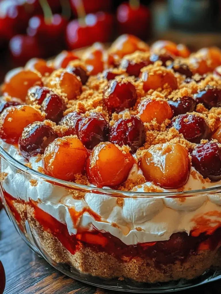 Classic Cherry Delight is a dessert that beautifully captures the essence of summer, combining the sweetness of ripe cherries with a creamy, indulgent texture. This dessert is a perfect representation of the warm months, where fresh fruits take center stage. Its appeal lies not only in its delightful taste but also in its vibrant presentation, making it an ideal choice for gatherings, potlucks, and family dinners. Whether served in a glass dish or individual cups, Classic Cherry Delight is sure to impress your guests and leave them craving more.