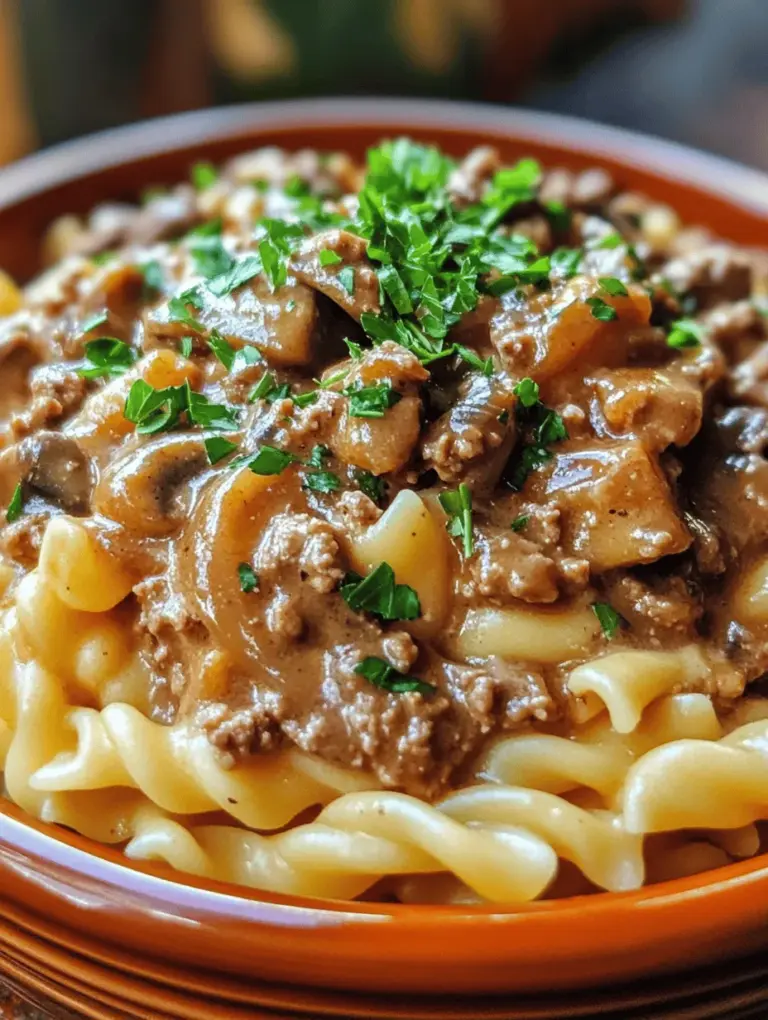 Stroganoff is a beloved comfort food that has graced our dinner tables for generations. This rich and creamy dish, traditionally made with tender cuts of beef, has become a staple in various culinary traditions around the world. While classic recipes can be time-consuming, using ground beef offers a quick and hearty alternative without compromising on flavor. This Savory Ground Beef Stroganoff is an inviting dish that's perfect for busy weeknights or any occasion when you crave something warm and satisfying. Join us as we explore the delicious flavors and simplicity of this recipe that showcases the beauty of stroganoff in a modern twist.