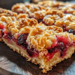 Cranberry crumble bars are a delightful dessert that perfectly balances the tartness of cranberries with the sweetness of a buttery crumble topping. These bars are not only visually appealing with their vibrant red cranberry filling but also offer a burst of flavor that is sure to please any palate. The unique combination of textures — the crispy, crumbly top and the soft, tangy filling — makes them an irresistible treat.
