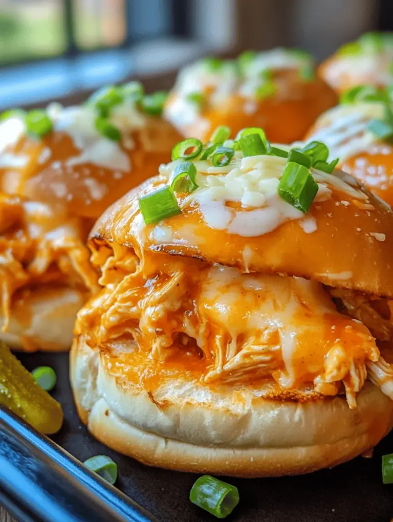 If you're looking for a dish that perfectly balances bold flavors with satisfying textures, look no further than Spicy Oven-Baked Buffalo Chicken Sliders. These sliders are not only delicious but also remarkably easy to prepare, making them an ideal choice for various occasions—whether it's a lively gathering with friends, a thrilling game day, or a cozy family dinner at home. Imagine the tantalizing blend of spicy buffalo chicken, cool ranch dressing, and gooey cheddar cheese all nestled within soft, pillowy slider buns. This combination creates a delightful bite that is sure to please even the pickiest eaters.