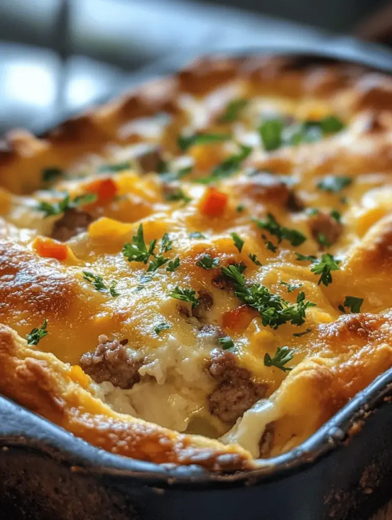 Kickstart your day with a delightful and hearty breakfast that perfectly balances convenience and flavor: the Make-Ahead Crescent Roll Breakfast Casserole. This dish is an ideal solution for busy mornings or family gatherings, allowing you to prepare a satisfying meal ahead of time and bake it to perfection just when you need it. Imagine waking up to the aroma of a warm, cheesy casserole that requires minimal effort on your part. With layers of flaky crescent rolls, savory sausage, vibrant vegetables, and creamy cheese, this breakfast casserole not only satisfies the taste buds but also presents beautifully on any breakfast table.