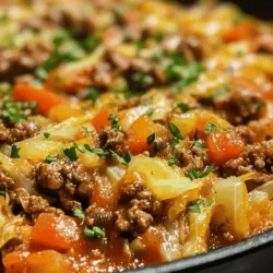 Discover the comforting flavors of a classic Hearty Cabbage and Ground Beef Skillet, an easy-to-make recipe that combines nutrient-rich cabbage with savory ground beef. This one-pan dish is a staple for busy families looking for a delicious dinner option that doesn’t compromise on nutrition or flavor. In an age where convenience often trumps health, this recipe strikes the perfect balance, featuring wholesome ingredients that come together quickly and satisfyingly.