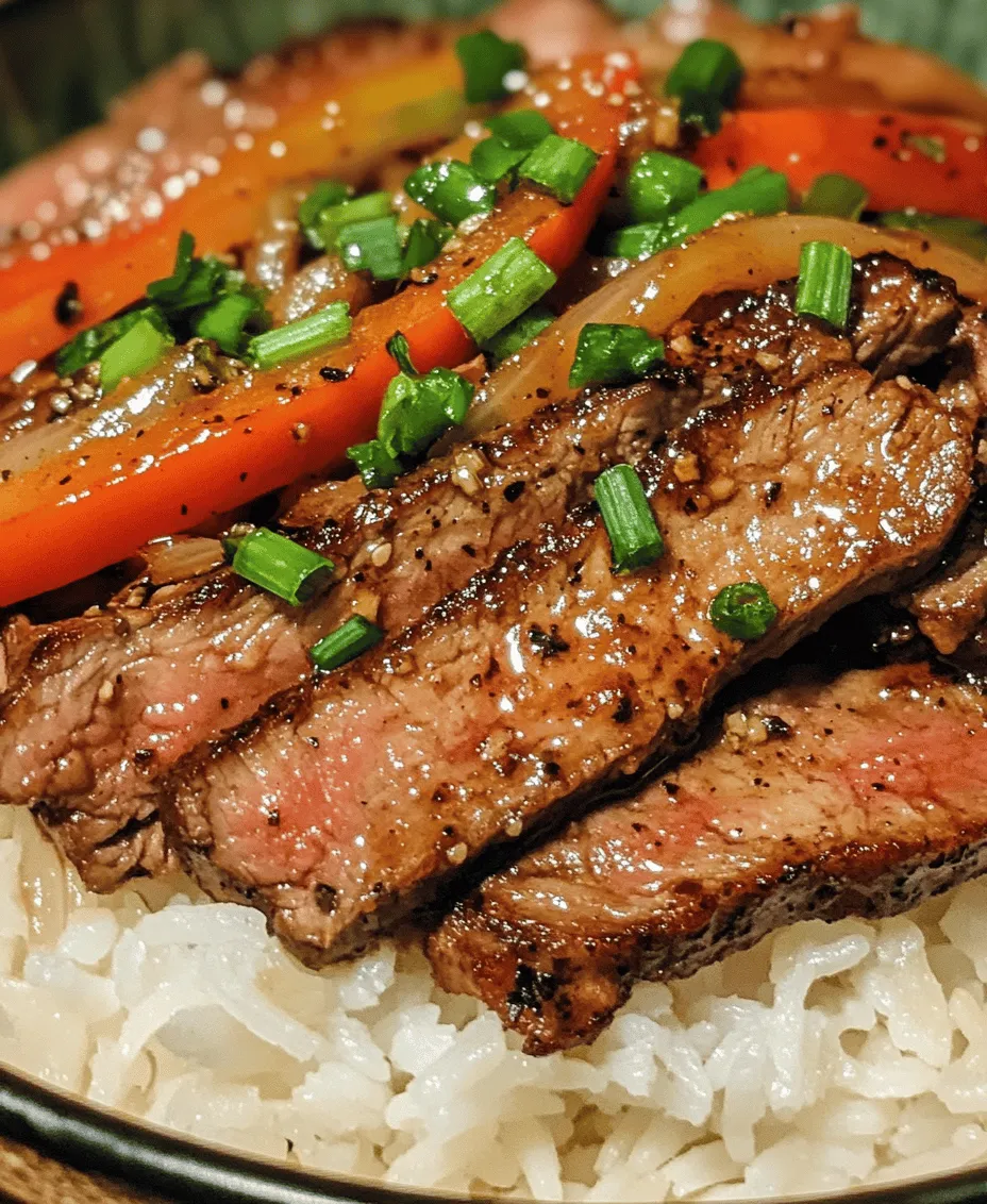 Sizzling Chinese Pepper Steak with Onions is a dish that tantalizes the taste buds with its vibrant colors, aromatic flavors, and satisfying textures. This stir-fry showcases the perfect balance of savory, spicy, and slightly sweet notes that are hallmarks of Chinese cuisine. The dish is a true celebration of ingredients, showcasing the tender and flavorful flank steak, colorful bell peppers, and sweet onions that come together to create a delightful culinary experience.