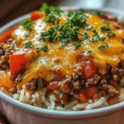 Savory Beef and Rice Harmony is more than just a meal; it’s a culinary embrace that brings warmth and comfort to the dining table. This dish combines tender ground beef with fluffy rice, all melded together in a rich, flavorful broth. The result is a harmonious blend of textures and tastes that is satisfying and nourishing. In a world where fast food often takes precedence over home-cooked meals, this recipe stands out as a wholesome option that is easy to prepare and enjoy.