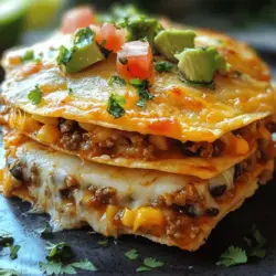 Nachos have carved a permanent place in the hearts of snack lovers across the globe. Originating from Mexico, this versatile dish has become a quintessential party food, perfect for game nights, casual gatherings, and family dinners. The traditional nacho typically consists of tortilla chips topped with melted cheese, peppered with jalapeños, and accompanied by a variety of dips. However, the Fun Fiesta Nacho Stack takes this beloved snack to a whole new level, transforming it into a vibrant, layered dish that’s as much a feast for the eyes as it is for the palate.