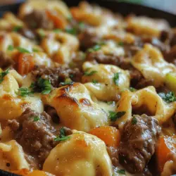 Discover the delightful fusion of flavors in our Cheesesteak Tortellini, a quick and creamy dish that marries the classic cheesesteak with tender cheese-filled pasta. This recipe is designed for busy weeknights but is indulgent enough to impress guests, making it a versatile addition to your meal repertoire. The combination of savory beef, aromatic vegetables, and creamy provolone sauce envelops each tortellini, creating a dish that is both satisfying and comforting.