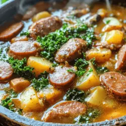Kielbasa Potato Soup is a heartwarming dish that seamlessly combines the bold flavors of kielbasa sausage with the comforting creaminess of potatoes and the nutritious addition of greens. This delightful recipe not only warms the body but also evokes a sense of home with every spoonful, making it an ideal choice for chilly evenings or casual family dinners. The dish serves as a perfect reminder of the comfort that traditional recipes can bring, showcasing how simple ingredients can create something truly special.