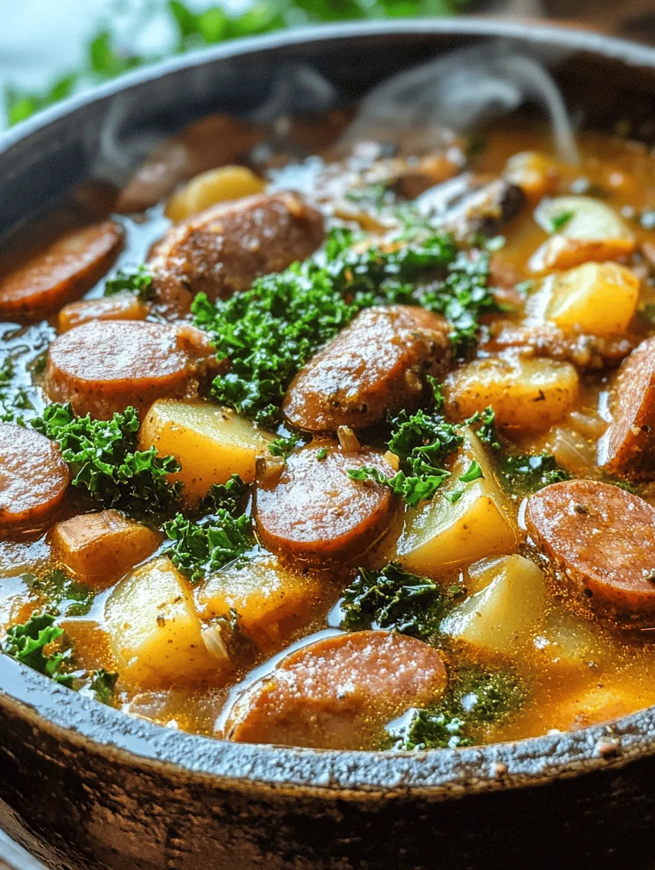 Kielbasa Potato Soup is a heartwarming dish that seamlessly combines the bold flavors of kielbasa sausage with the comforting creaminess of potatoes and the nutritious addition of greens. This delightful recipe not only warms the body but also evokes a sense of home with every spoonful, making it an ideal choice for chilly evenings or casual family dinners. The dish serves as a perfect reminder of the comfort that traditional recipes can bring, showcasing how simple ingredients can create something truly special.