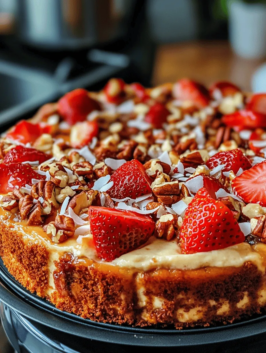 If you're searching for a dessert that marries elegance with a playful twist, look no further than the Strawberry Earthquake Cake Delight. This unique and indulgent cake combines the lusciousness of fresh strawberries with the creamy richness of cream cheese, all while incorporating delightful textures from sweetened shredded coconut and crunchy nuts. It's a cake that not only pleases the palate but also captures the eye, making it a perfect centerpiece for a variety of occasions.
