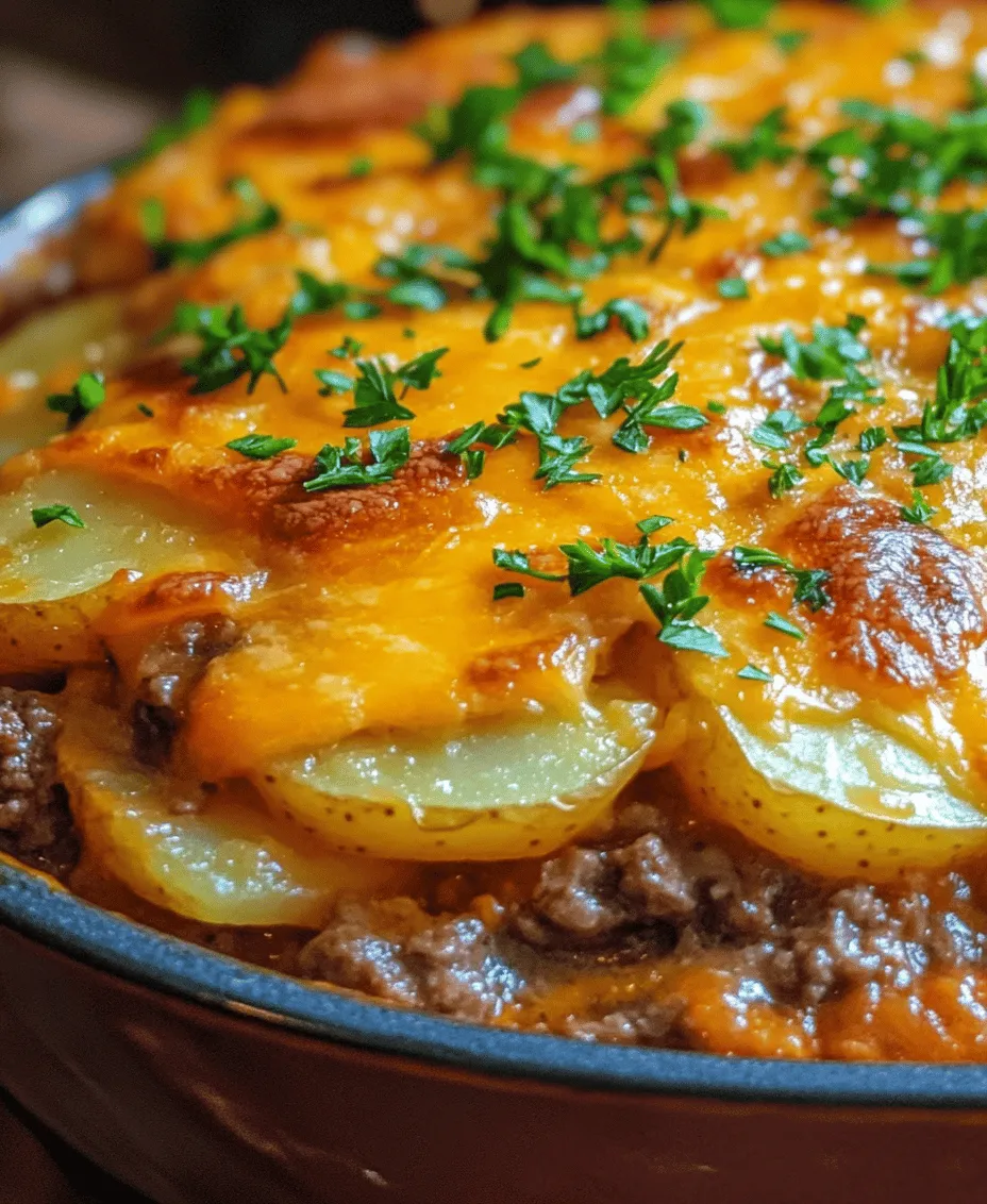 The Hearty Beef & Potato Bake is a quintessential comfort food that brings warmth and satisfaction to any dinner table. This dish combines tender ground beef, creamy layers of potatoes, and rich cheese, creating a meal that’s not only delicious but also easy to prepare. Perfect for busy weeknights or cozy family gatherings, this recipe is sure to become a staple in your home. The combination of savory flavors and hearty ingredients makes this bake a crowd-pleaser, appealing to both adults and children alike.