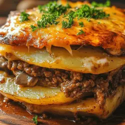 The Hearty Beef & Potato Bake is a quintessential comfort food that brings warmth and satisfaction to any dinner table. This dish combines tender ground beef, creamy layers of potatoes, and rich cheese, creating a meal that’s not only delicious but also easy to prepare. Perfect for busy weeknights or cozy family gatherings, this recipe is sure to become a staple in your home. The combination of savory flavors and hearty ingredients makes this bake a crowd-pleaser, appealing to both adults and children alike.
