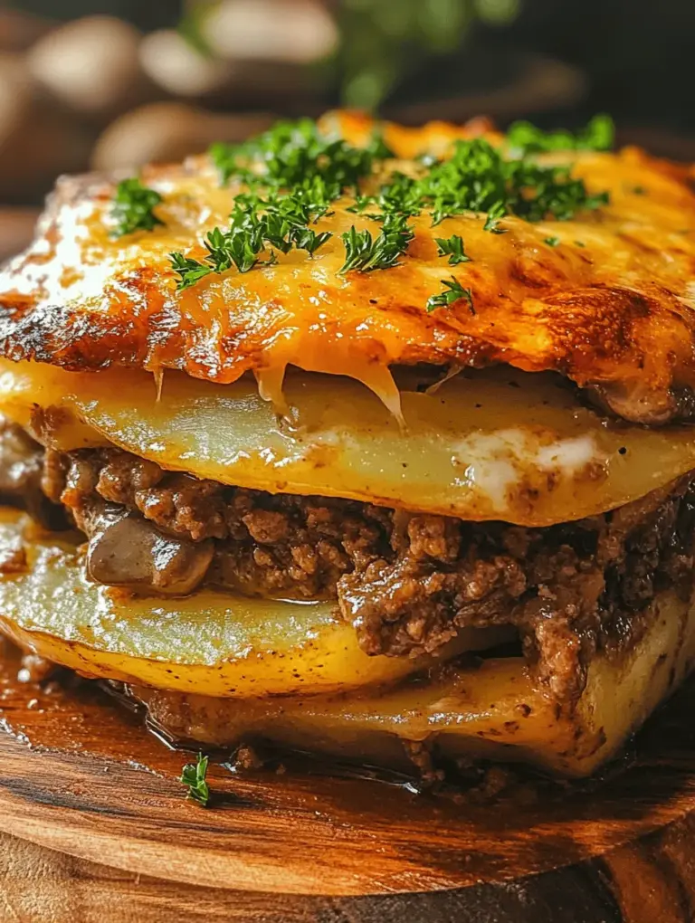 The Hearty Beef & Potato Bake is a quintessential comfort food that brings warmth and satisfaction to any dinner table. This dish combines tender ground beef, creamy layers of potatoes, and rich cheese, creating a meal that’s not only delicious but also easy to prepare. Perfect for busy weeknights or cozy family gatherings, this recipe is sure to become a staple in your home. The combination of savory flavors and hearty ingredients makes this bake a crowd-pleaser, appealing to both adults and children alike.