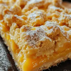 In recent years, lemon-based desserts have surged in popularity, captivating the taste buds of dessert enthusiasts around the world. The bright, refreshing flavor of lemon adds an invigorating twist to a plethora of sweet treats, making them a favorite choice for both casual gatherings and special occasions. Among these delightful lemon-infused creations, the Zesty Lemon Crumb Bars stand out with their perfect balance of sweetness and tartness, offering a taste sensation that is hard to resist. These bars are not only visually appealing but also deliver a satisfying texture that combines a buttery crust with a smooth, lemony filling.