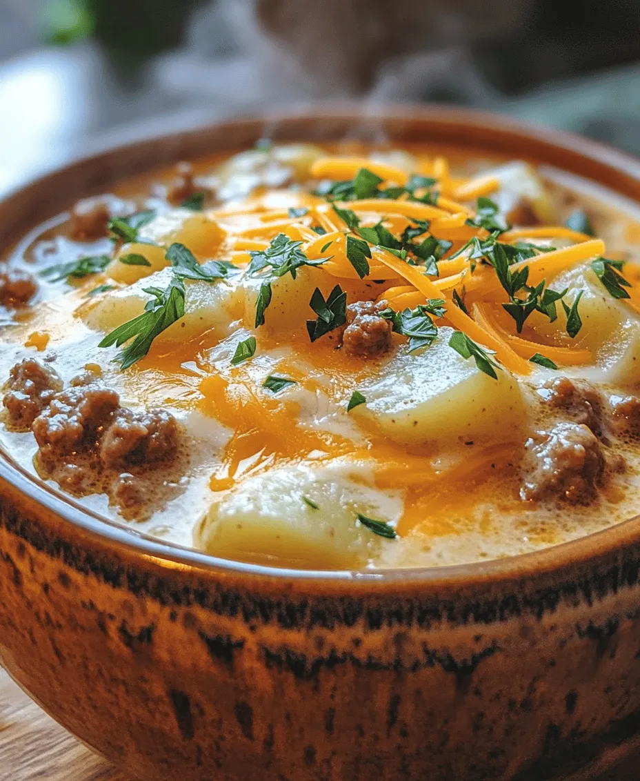 In the realm of comfort foods, few dishes can rival the warm embrace of a hearty soup, and the Creamy Potato Hamburger Soup stands out as a quintessential favorite. This delightful recipe combines the rich flavors of ground beef, tender potatoes, and a creamy base, creating a dish that is not only satisfying but also incredibly versatile. Whether you are preparing a casual weeknight dinner for the family or hosting a gathering with friends, this soup serves as the perfect centerpiece that is sure to please everyone at the table.