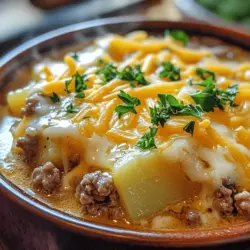 In the realm of comfort foods, few dishes can rival the warm embrace of a hearty soup, and the Creamy Potato Hamburger Soup stands out as a quintessential favorite. This delightful recipe combines the rich flavors of ground beef, tender potatoes, and a creamy base, creating a dish that is not only satisfying but also incredibly versatile. Whether you are preparing a casual weeknight dinner for the family or hosting a gathering with friends, this soup serves as the perfect centerpiece that is sure to please everyone at the table.