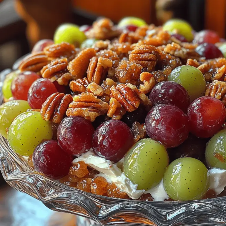 Salads can often be overlooked in the realm of culinary delights, but the Heavenly Grape Salad with Brown Sugar & Pecans stands as a delicious exception. This delightful dish is not just a salad; it's a refreshing blend of flavors and textures that tantalizes the taste buds. With the perfect balance of sweetness from the grapes and the crunch of pecans, this salad has gained popularity for its versatility as both a side dish and a dessert. Whether you're hosting a summer barbecue, a family gathering, or simply looking for a light and refreshing addition to your meal, this grape salad is sure to impress.